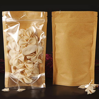 Kraft Paper (1 Side Transparent) Zipper Standing Pouch
